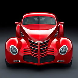 A breathtaking red supercar that seamlessly fuses the timeless design of a 1939 Chevrolet Coupe with a widebody aesthetic