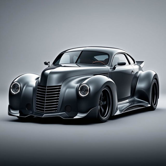 An innovative supercar that seamlessly blends the iconic elements of a 1939 Chevrolet Coupe with a contemporary widebody design