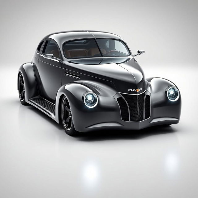 A sleek and innovative supercar fusing the classic essence of a 1939 Chevrolet Coupe with an avant-garde widebody design