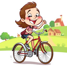 A lively cartoon depiction featuring a character pedaling on an old Gazelle bicycle