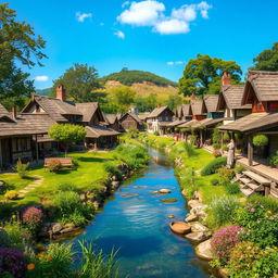 A scenic view of a traditional village