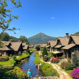 A scenic view of a traditional village