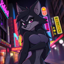 A sexy Loona wolf character from the "Helluva Boss" animated series, depicted with a confident and alluring demeanor