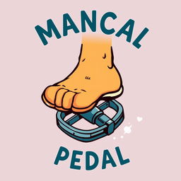 A cartoon illustration of a foot, stylishly depicted in a vibrant and dynamic manner, stepping on a bicycle pedal