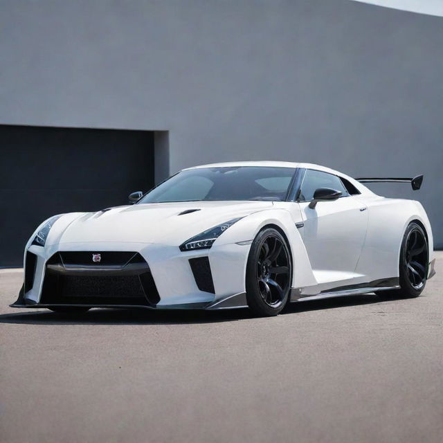 A fusion of a Nissan GTR's distinctive design with the audacious aesthetics and raw power of a Devel Sixteen, creating a unique super sports car concept