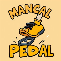 A fun and vibrant cartoon illustration of a foot energetically stepping on a bicycle pedal