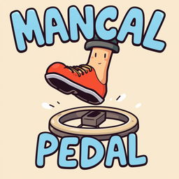 A fun and vibrant cartoon illustration of a foot energetically stepping on a bicycle pedal