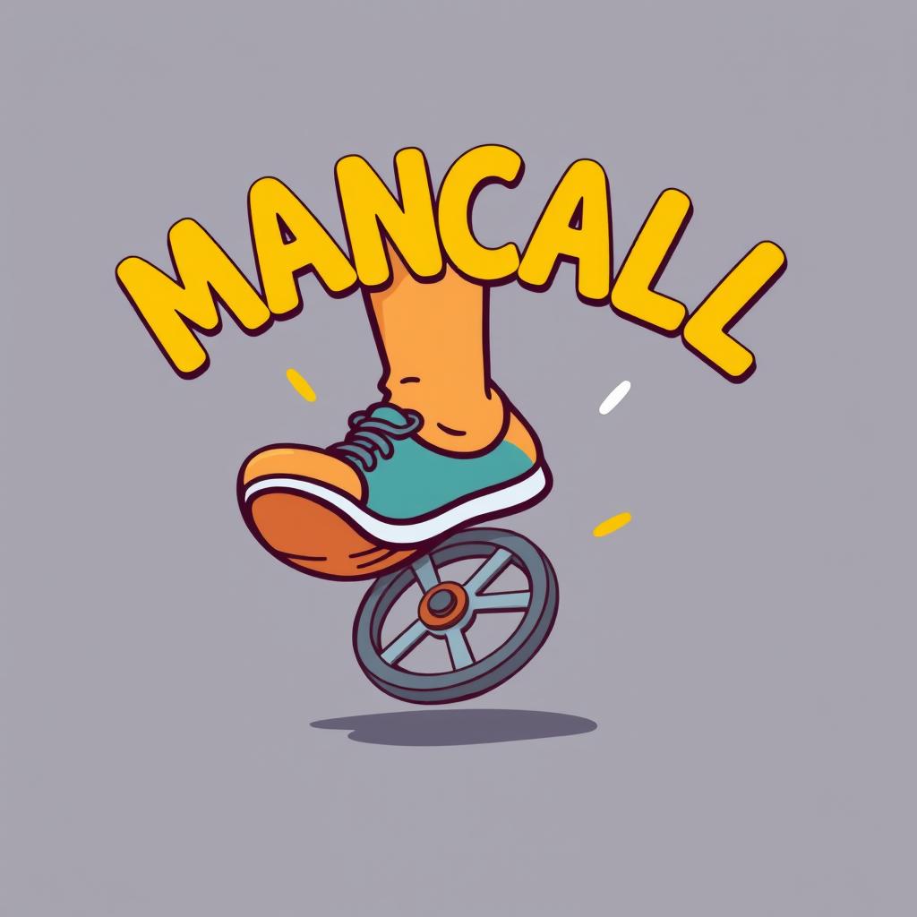 A fun and vibrant cartoon illustration of a foot energetically stepping on a bicycle pedal