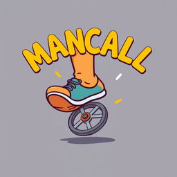 A fun and vibrant cartoon illustration of a foot energetically stepping on a bicycle pedal