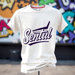 a stylish casual t-shirt featuring the word "Sentul" in bold, artistic typography