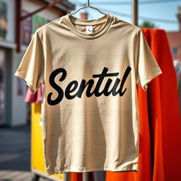 a stylish casual t-shirt featuring the word "Sentul" in bold, artistic typography