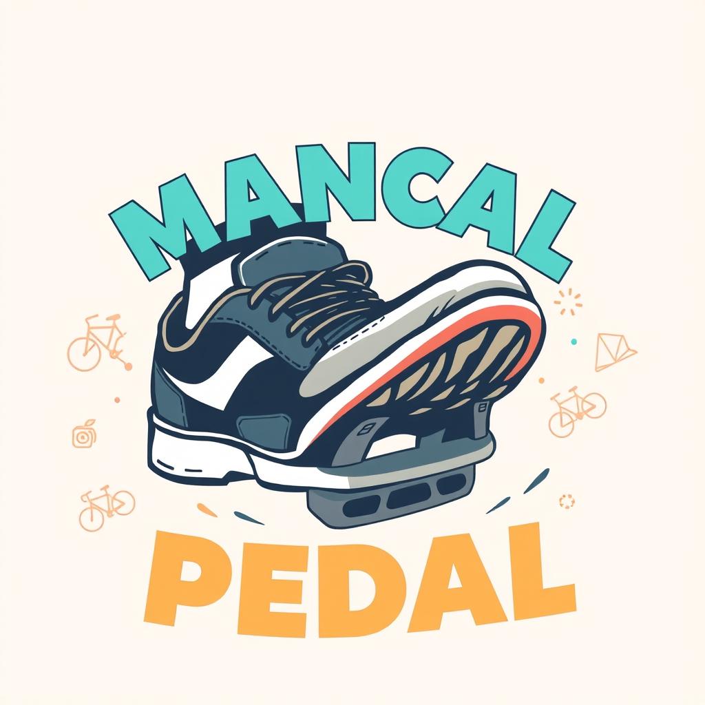 A dynamic and detailed illustration of a foot stepping on a bicycle pedal, highlighting the action and movement