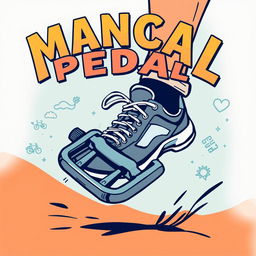 A dynamic and detailed illustration of a foot stepping on a bicycle pedal, highlighting the action and movement