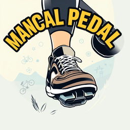 A dynamic and detailed illustration of a foot stepping on a bicycle pedal, highlighting the action and movement