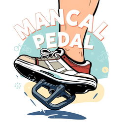 A dynamic and detailed illustration of a foot stepping on a bicycle pedal, highlighting the action and movement