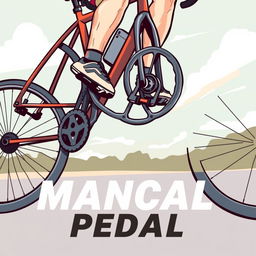 A dynamic and energetic illustration of a person stepping on the pedals of a bicycle, capturing the motion and enthusiasm of cycling