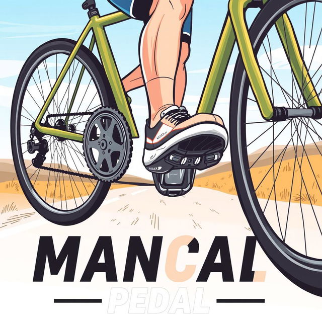 A dynamic and energetic illustration of a person stepping on the pedals of a bicycle, capturing the motion and enthusiasm of cycling