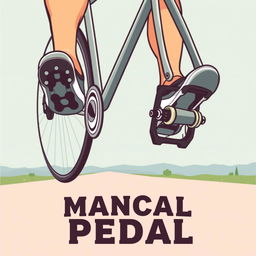 A dynamic and energetic illustration of a person stepping on the pedals of a bicycle, capturing the motion and enthusiasm of cycling