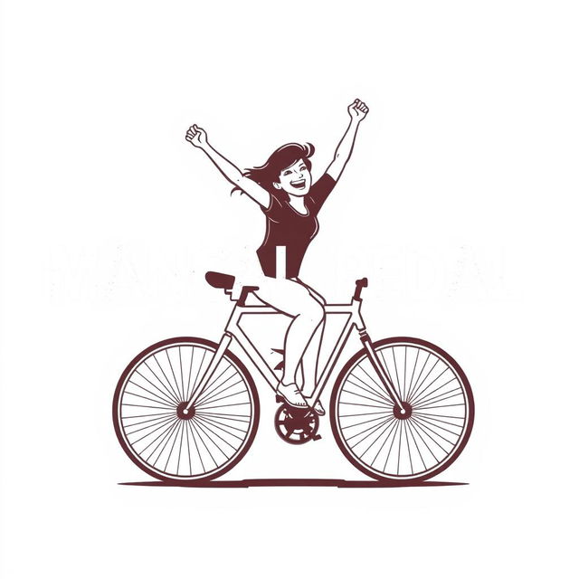 Person energetically riding a pedal bicycle, with the phrase 'MANCAL PEDAL' artistically integrated into the design