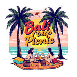 A vibrant T-shirt design for a group picnic in Bali