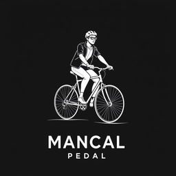 A person riding a pedal bicycle, depicted in a minimalist art style