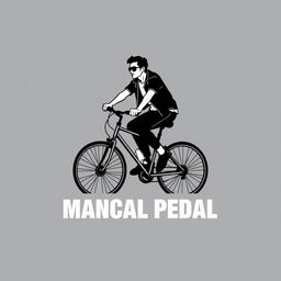 A person riding a pedal bicycle, depicted in a minimalist art style