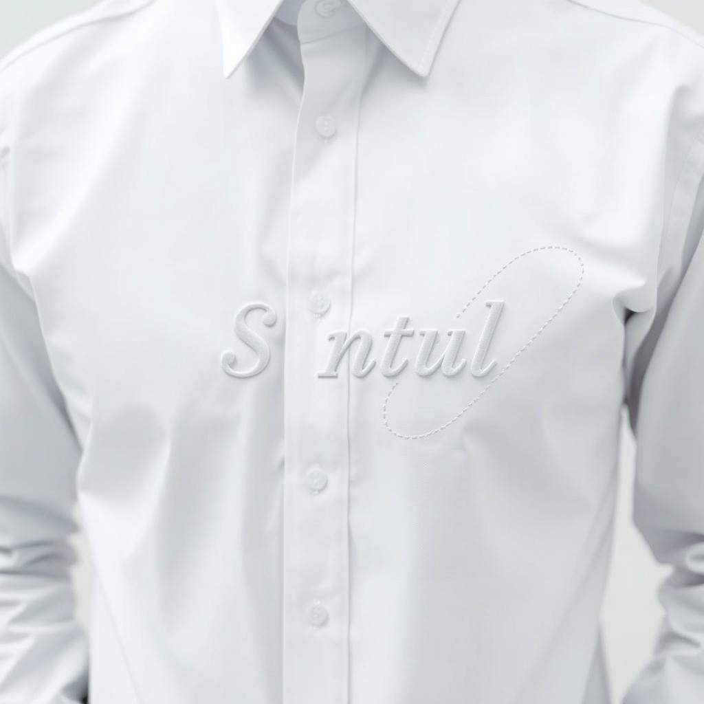 A white long-sleeved shirt featuring the word 'Sentul' on the left chest area