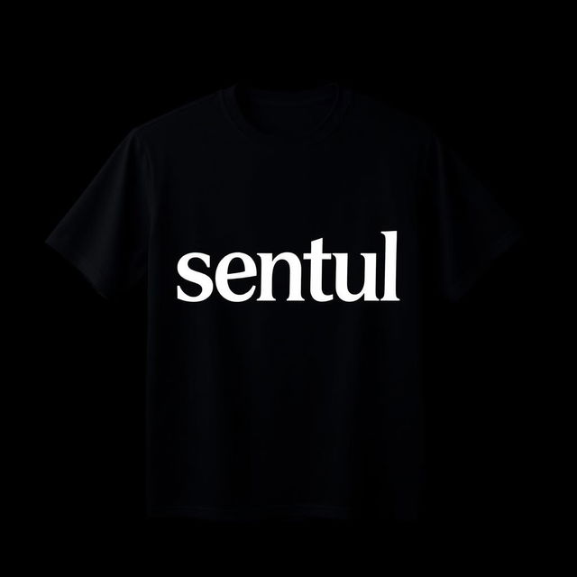 a black shirt with the word "sentul" written on it in a stylish, bold font