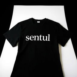 a black shirt with the word "sentul" written on it in a stylish, bold font