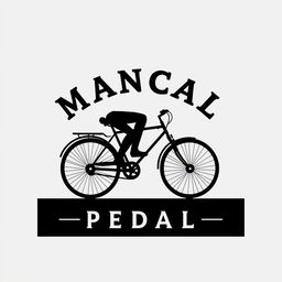 A simple and classic design featuring a silhouette or minimal illustration of a person riding a pedal bicycle