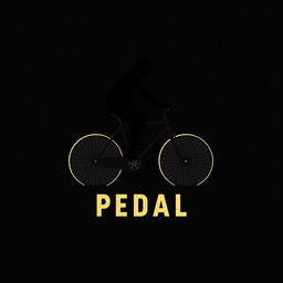 A simple and classic design featuring a silhouette or minimal illustration of a person riding a pedal bicycle