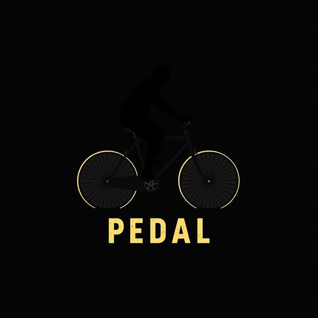 A simple and classic design featuring a silhouette or minimal illustration of a person riding a pedal bicycle