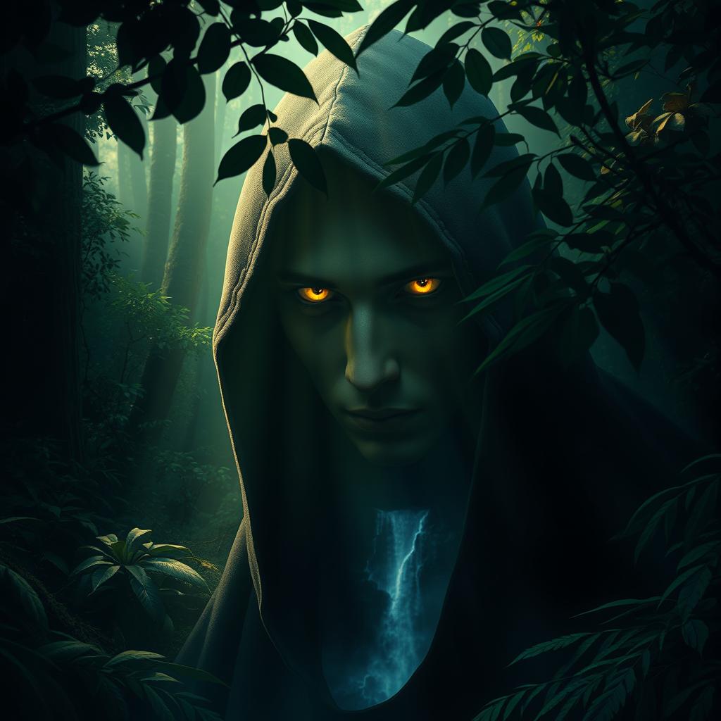 Conceptual art portrait of a mysterious figure known as Soemargo, shrouded in an enigmatic aura
