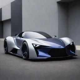 Envision a compact Daihatsu vehicle blended with the aggressive, high-performance aesthetics of a Devel Sixteen, creating a distinctive compact supercar concept