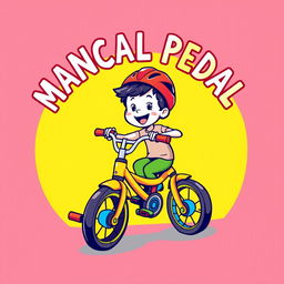 A cartoon illustration depicting a child energetically pedaling a tricycle