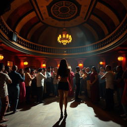 Inside a historic Nepali dance club with a grand, round architectural design