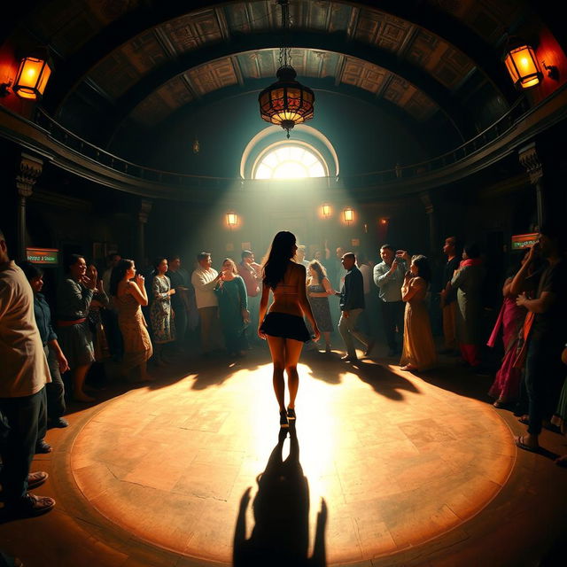 Inside a historic Nepali dance club with a grand, round architectural design