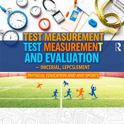 A captivating book cover design for "Test Measurement and Evaluation in Physical Education and Sports