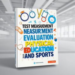 A captivating book cover design for "Test Measurement and Evaluation in Physical Education and Sports