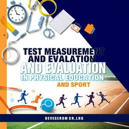 A captivating book cover design for "Test Measurement and Evaluation in Physical Education and Sports