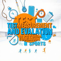 A captivating book cover design for "Test Measurement and Evaluation in Physical Education and Sports