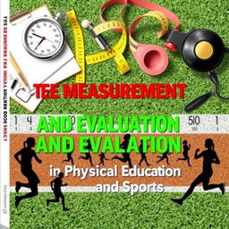 A visually engaging book cover for "Test Measurement and Evaluation in Physical Education and Sports