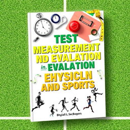 An eye-catching book cover design for "Test Measurement and Evaluation in Physical Education and Sports