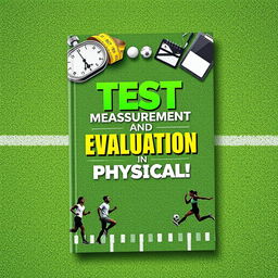 An eye-catching book cover design for "Test Measurement and Evaluation in Physical Education and Sports