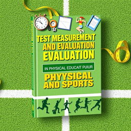 An eye-catching book cover design for "Test Measurement and Evaluation in Physical Education and Sports