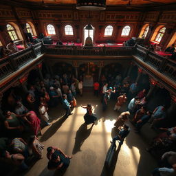 Inside an old Indian dance club with expansive and historic architecture