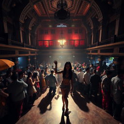 Inside an old Nepali dance club with grand, historical architecture