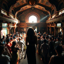 Inside an old Nepali dance club showcasing majestic and ancient architecture