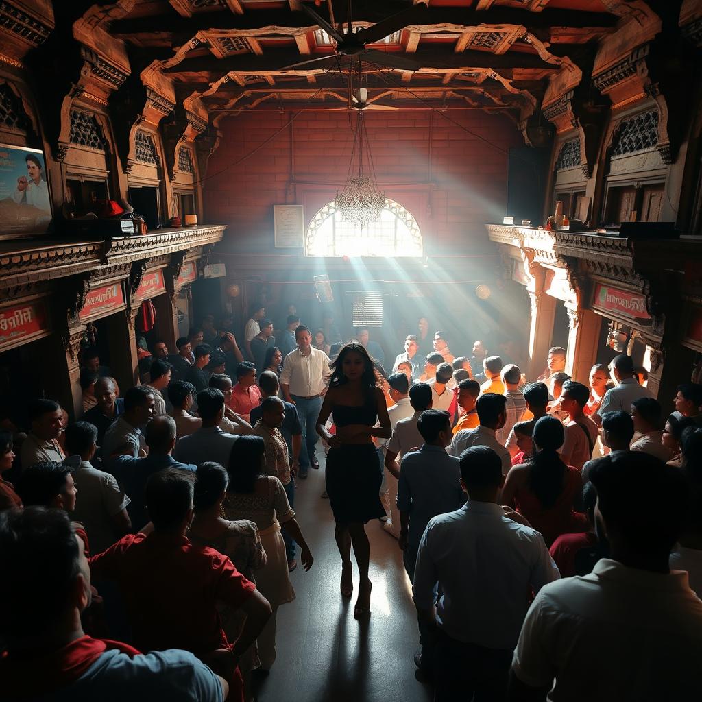 Inside an old Nepali dance club with impressive, historic architecture