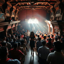 Inside an old Nepali dance club with impressive, historic architecture